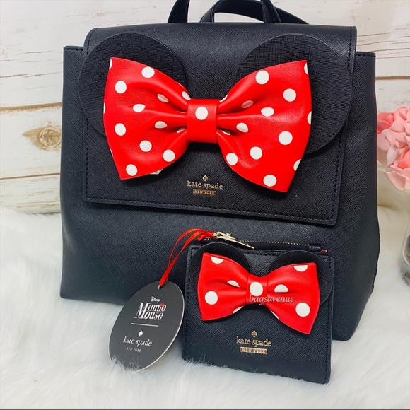 KATE SPADE MINNIE MOUSE BLACK BACKPACK WALLET SET - Picture 2 of 8